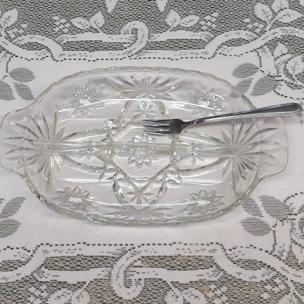 Split Divided Relish Dish, Anchor Hocking Star/David or Early American Prescott
